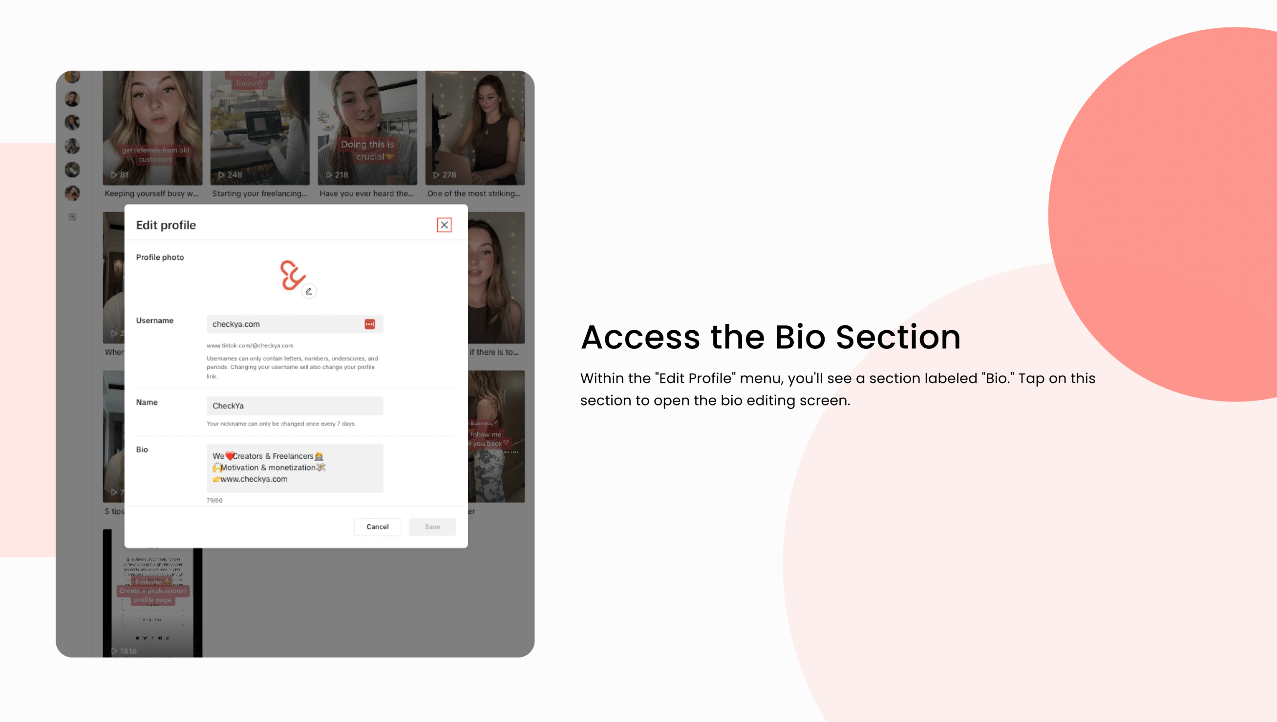 Access the bio section.