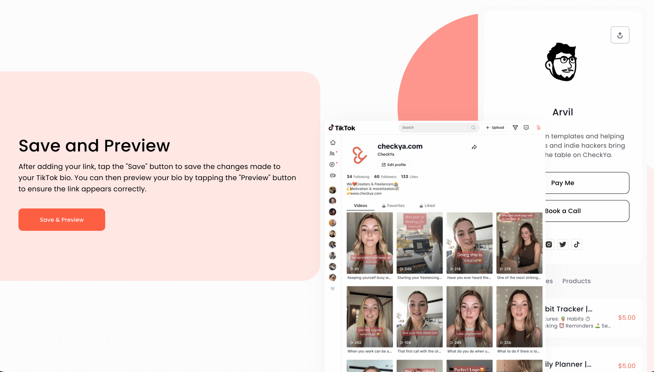 Save and Preview your TikTok link. 