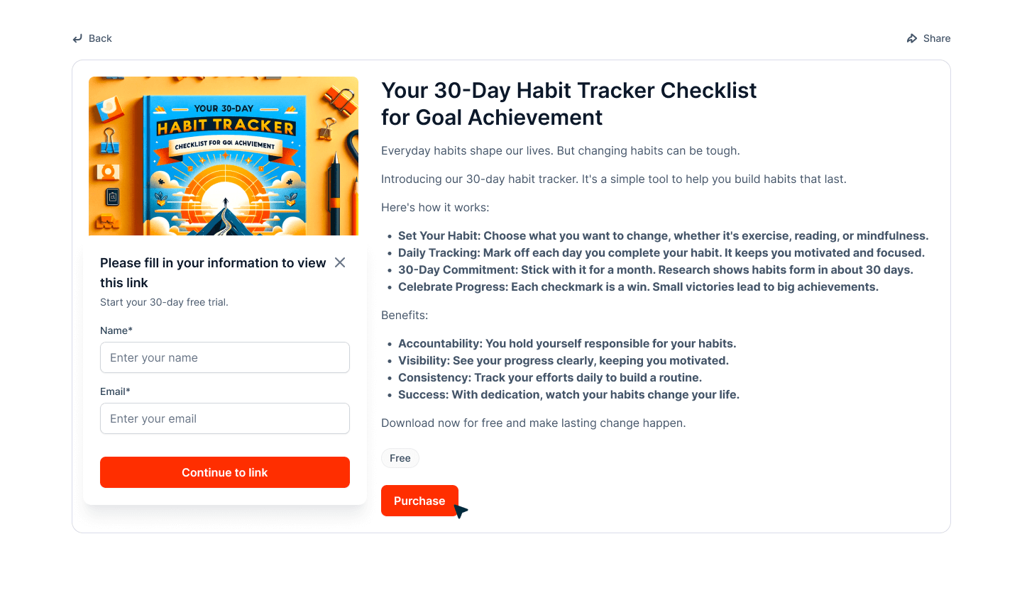 Checklist as a lead magnet on CheckYa